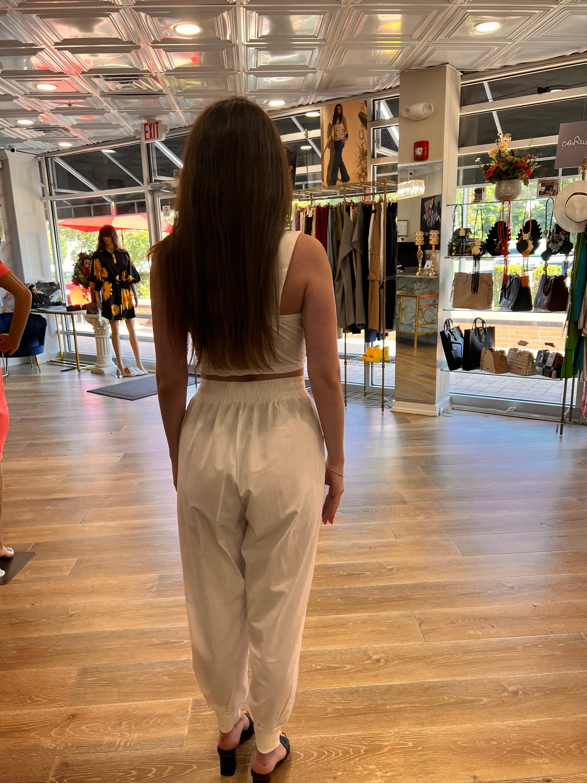 Edgy Woven Pants with Chain Detail - H-4 Women's Unique Trousers H-4