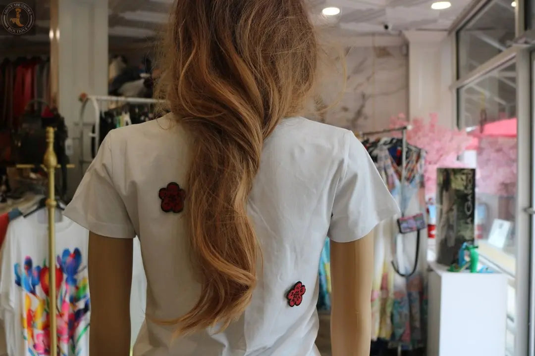 Embroidered Floral Tee - Chic European Style | Above The Crowd Boutique Zanardi Fashion