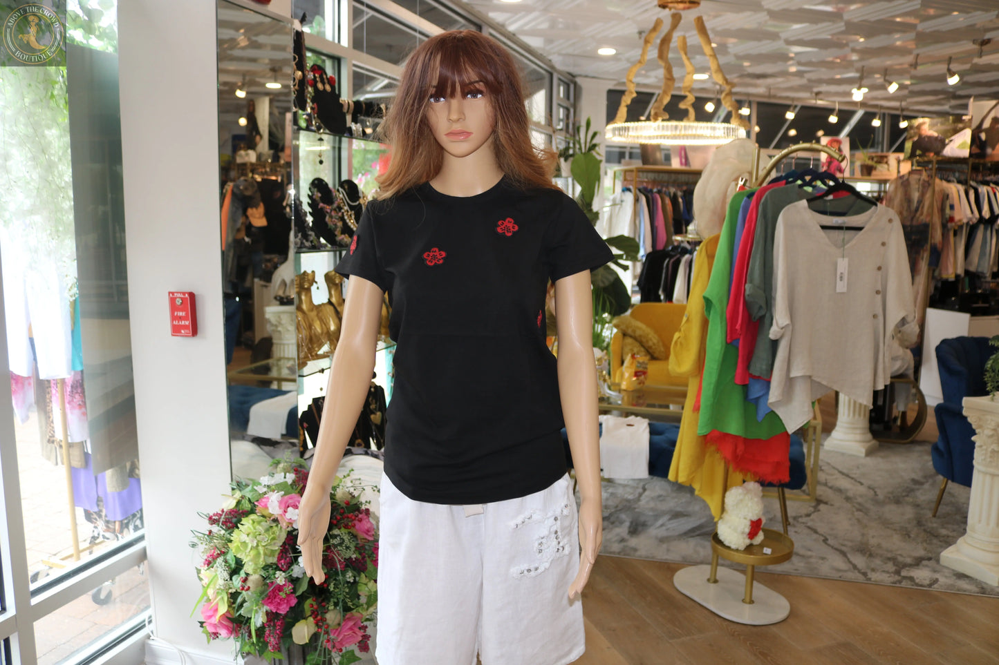 Embroidered Floral Tee - Chic European Style | Above The Crowd Boutique Zanardi Fashion