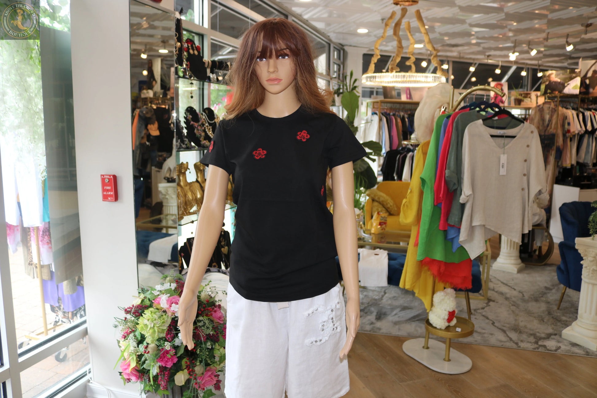 Embroidered Floral Tee - Chic European Style | Above The Crowd Boutique Zanardi Fashion