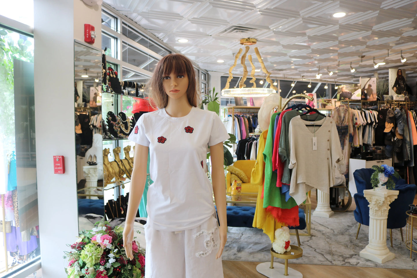 Embroidered Floral Tee - Chic European Style | Above The Crowd Boutique Zanardi Fashion