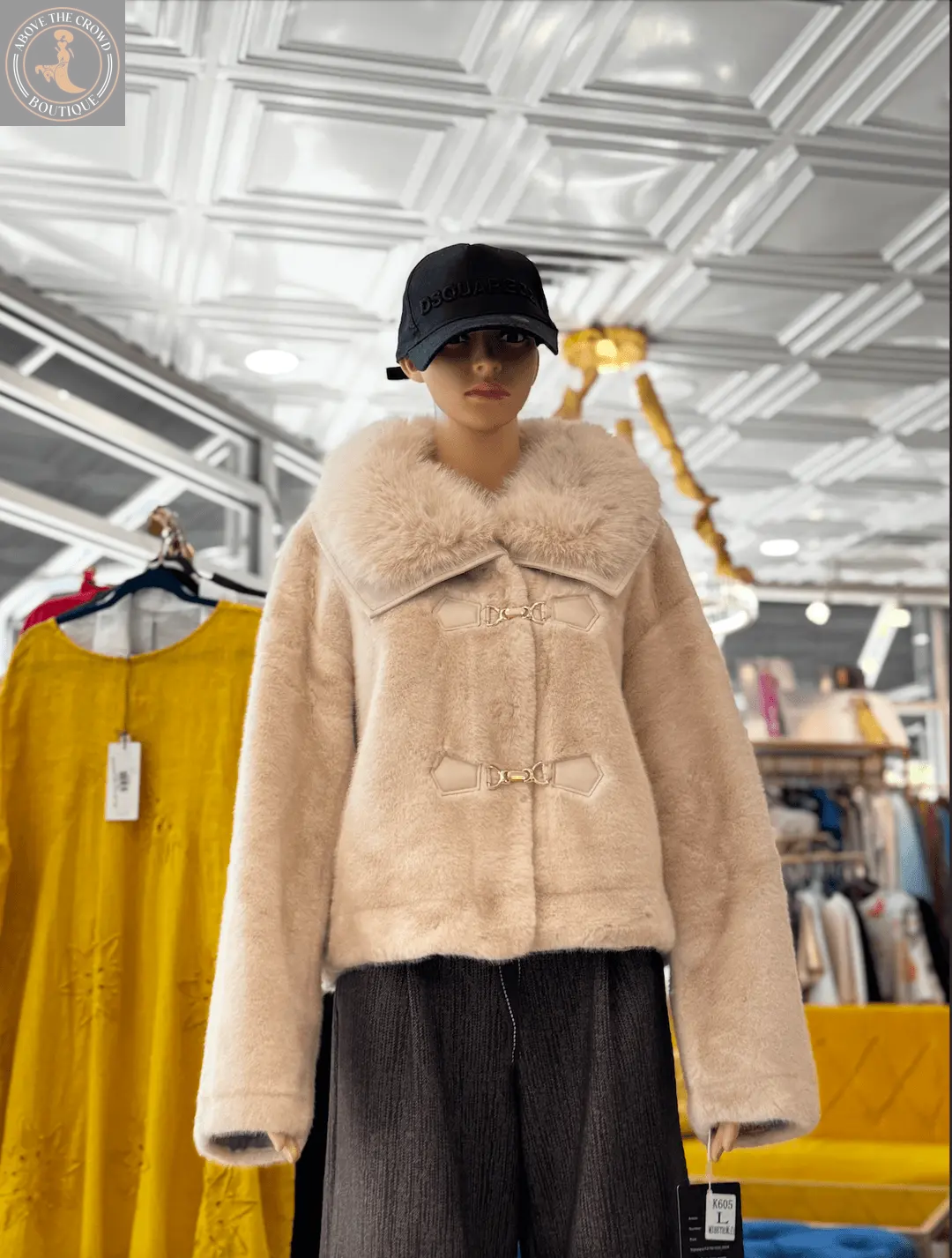 European Faux Fur Jacket: Double-Breasted Style Karma