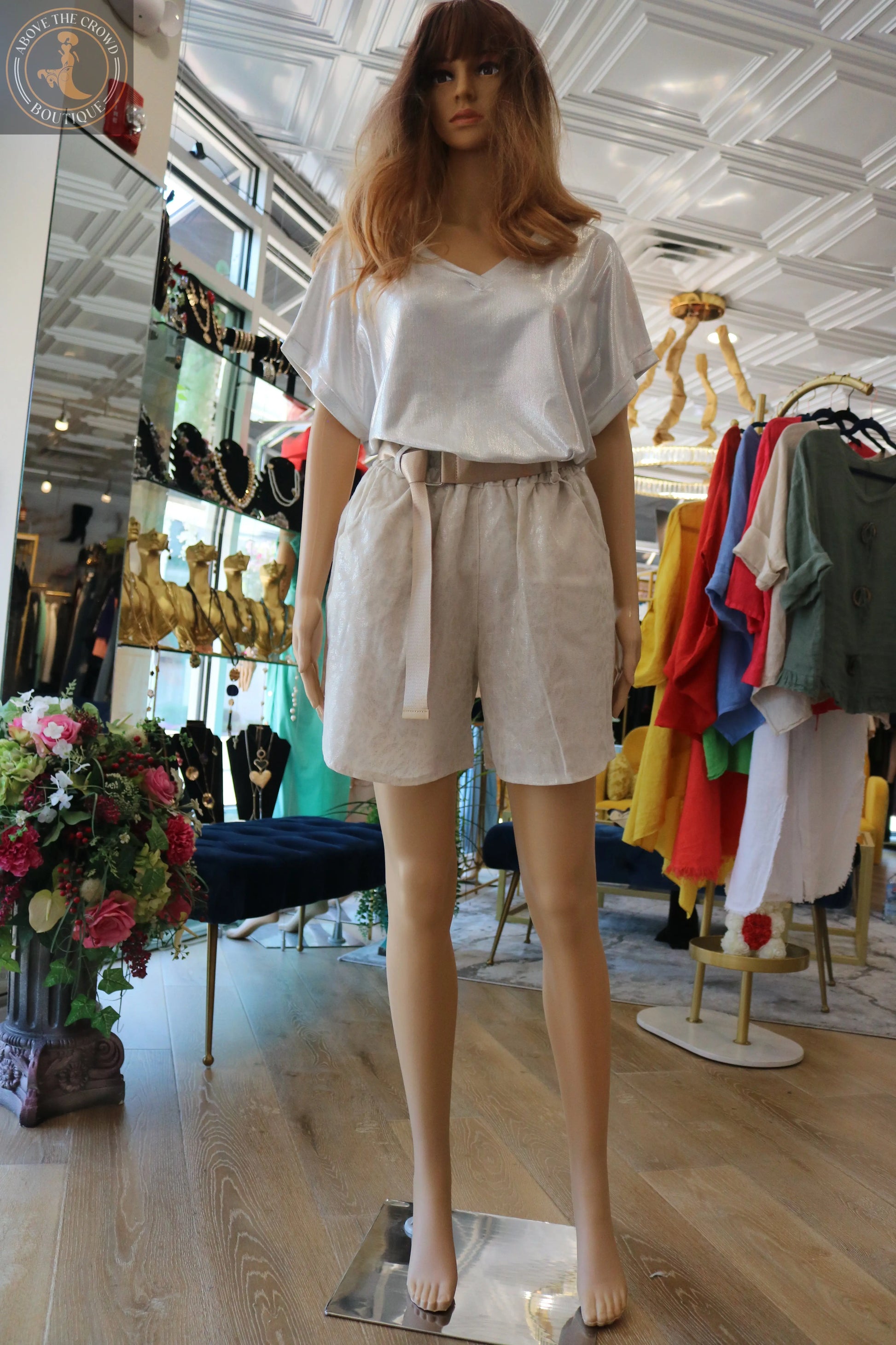 European Linen Blend High-Waisted Shorts - Elegant Summer Style Karma