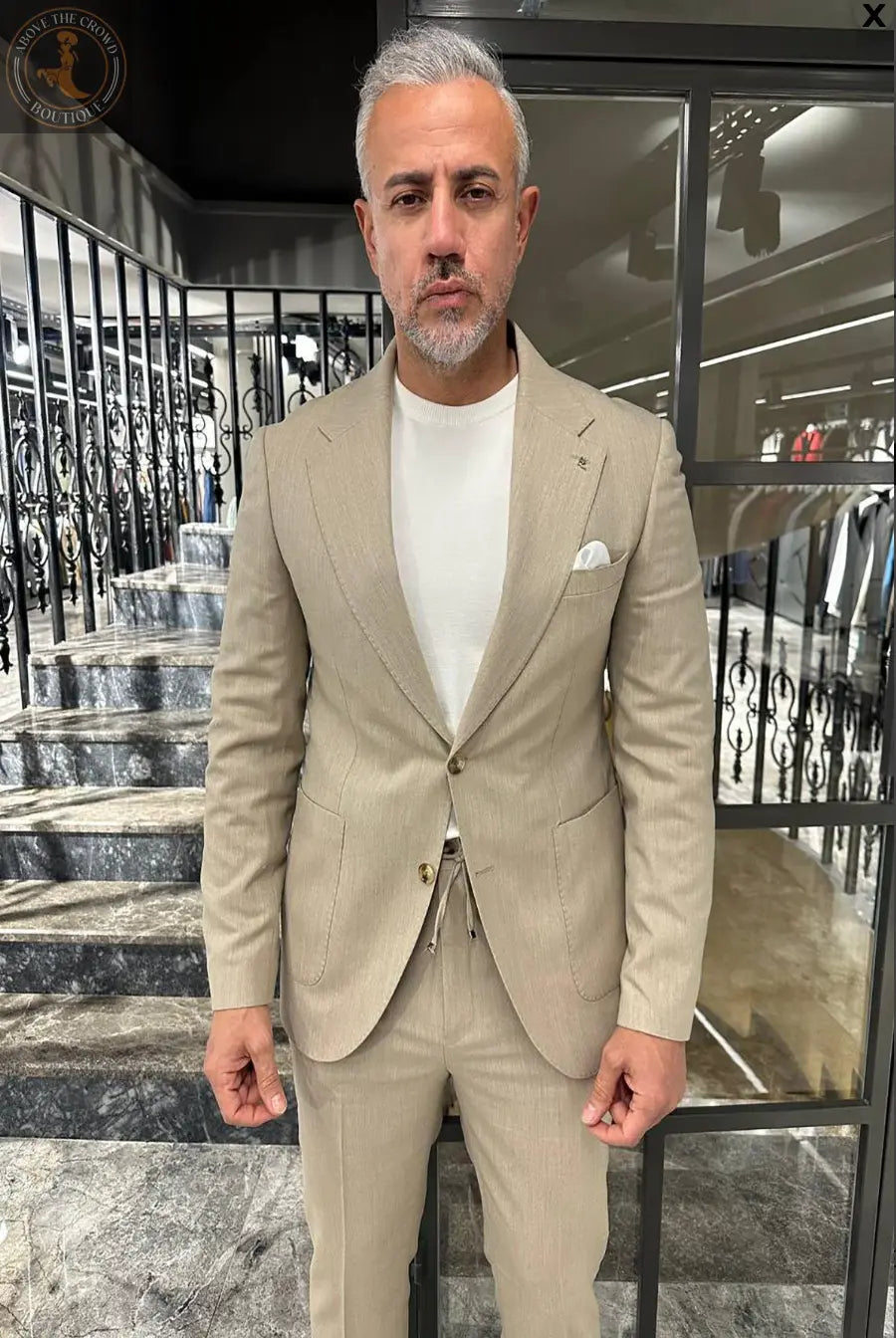European Linen Suits for Men | Summer Wedding & Formal Wear Light Beige / 48 European Linen Suits for Men | Summer Wedding & Formal Wear Light Beige / 48