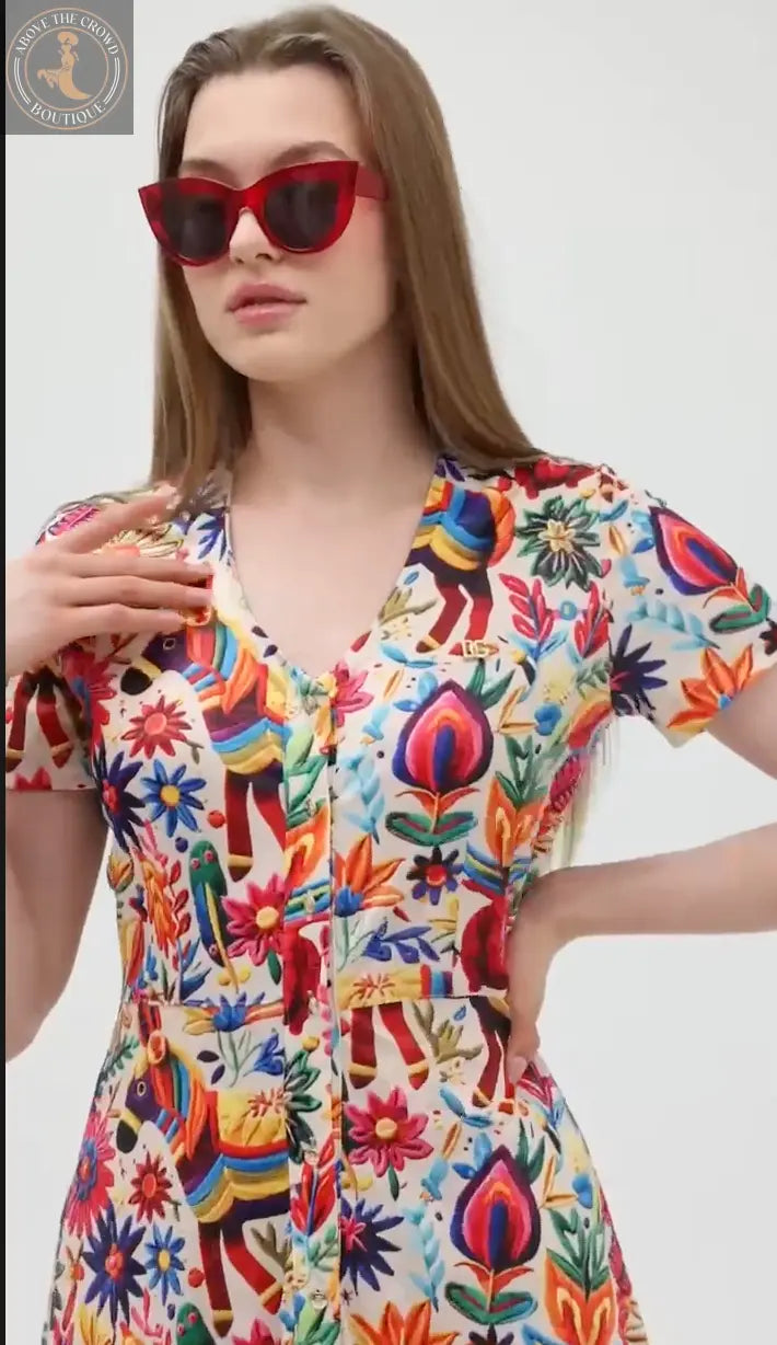 silk shirt dress by boutique Silk organza shirt dress with Iris print