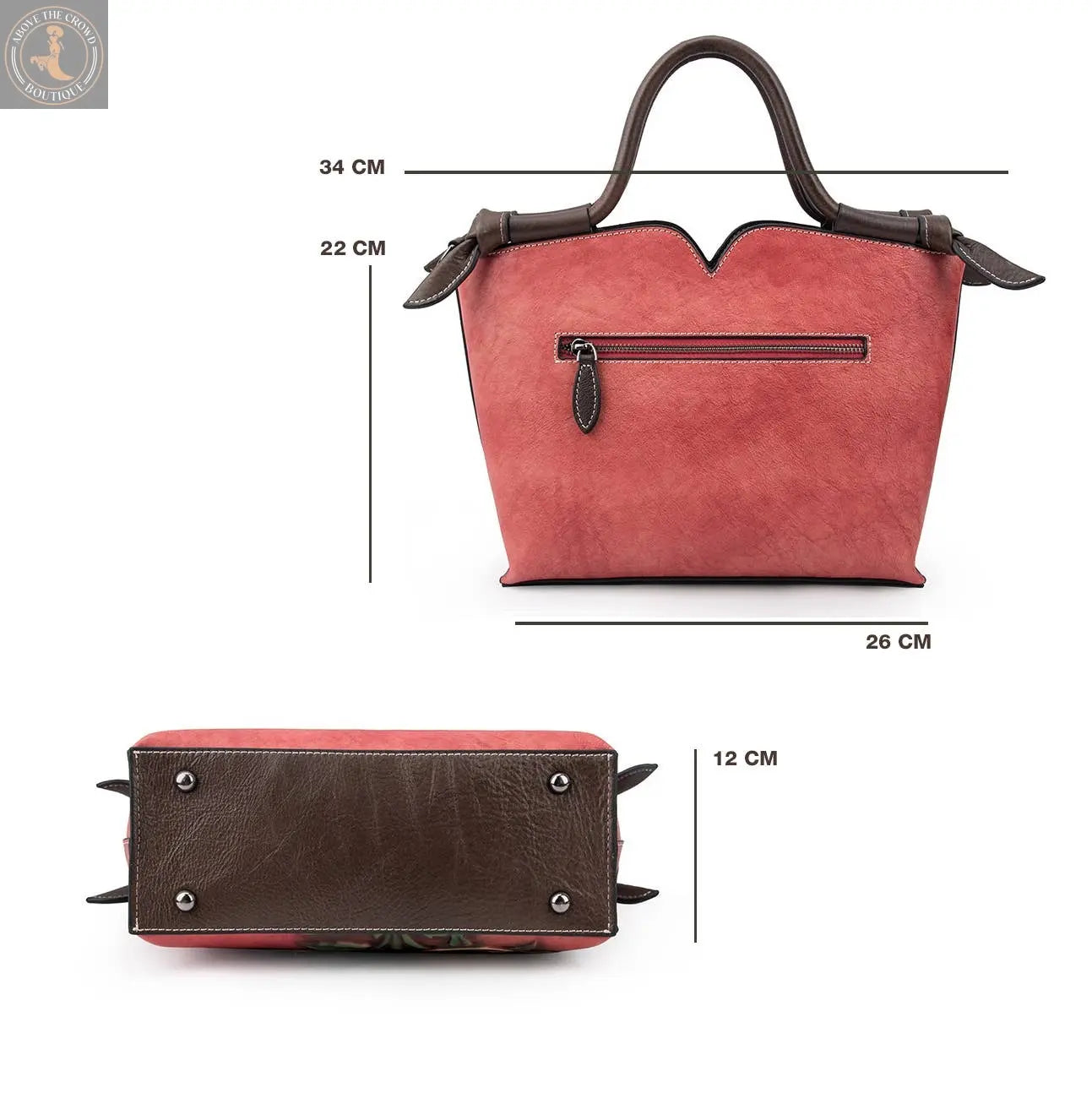 Floral Embossed Leather Handbag – Pink Tones Zerimar 1942