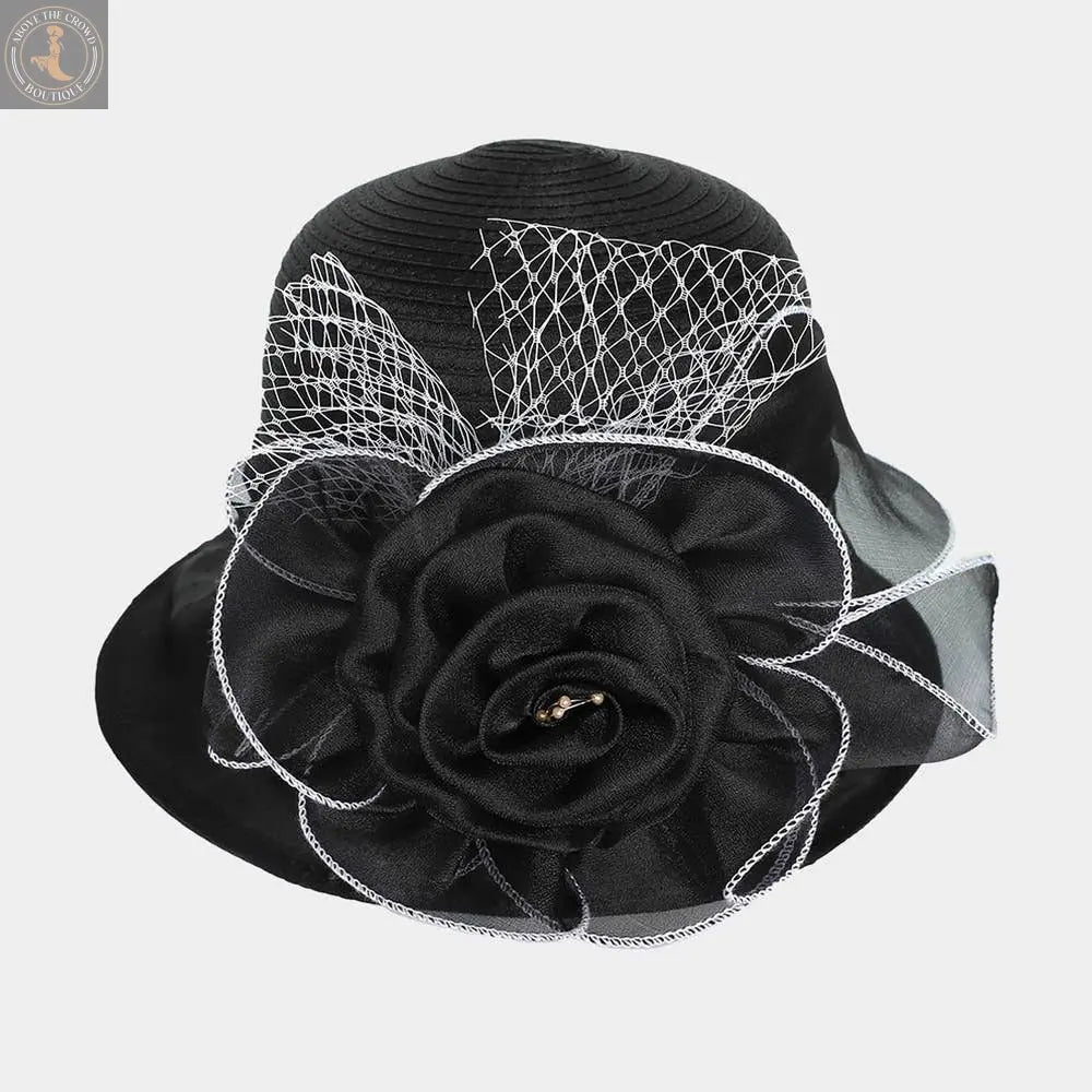 Flower Mesh Accented Organza Dressy Hat Sensibling Corp.