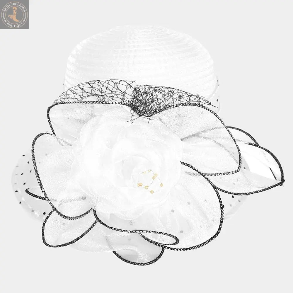 Flower Mesh Accented Organza Dressy Hat Sensibling Corp.