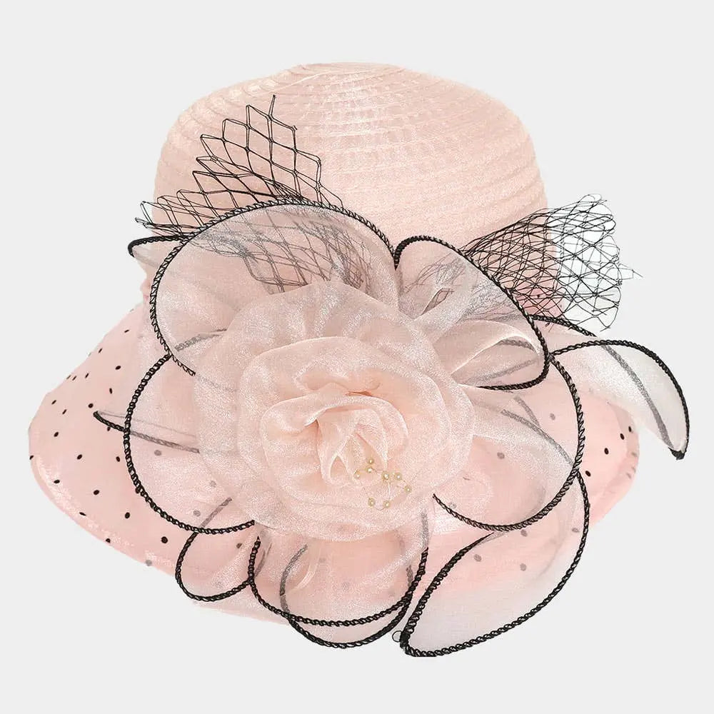 Flower Mesh Accented Organza Dressy Hat Sensibling Corp.