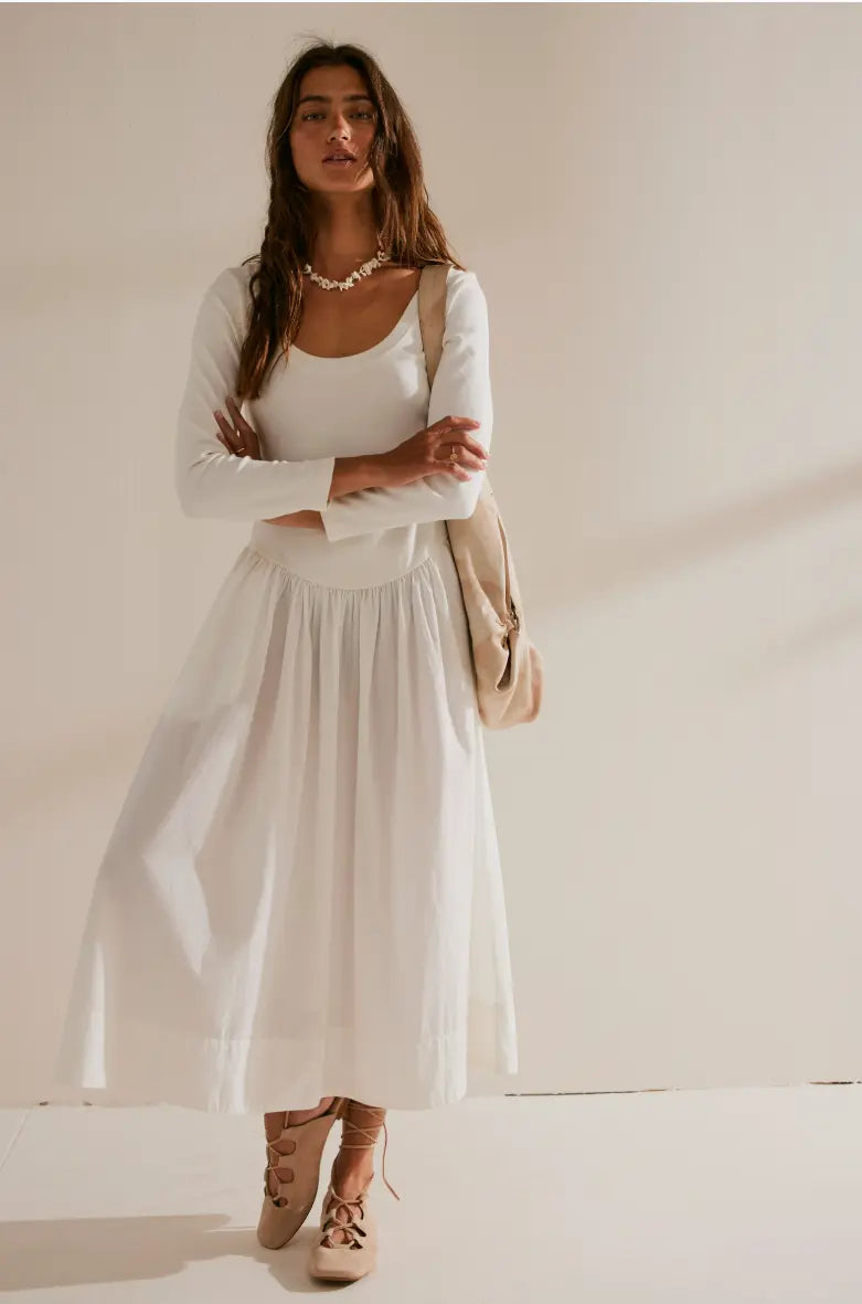 Free People Aelia White Boho Midi Dress - Effortless Style Free People