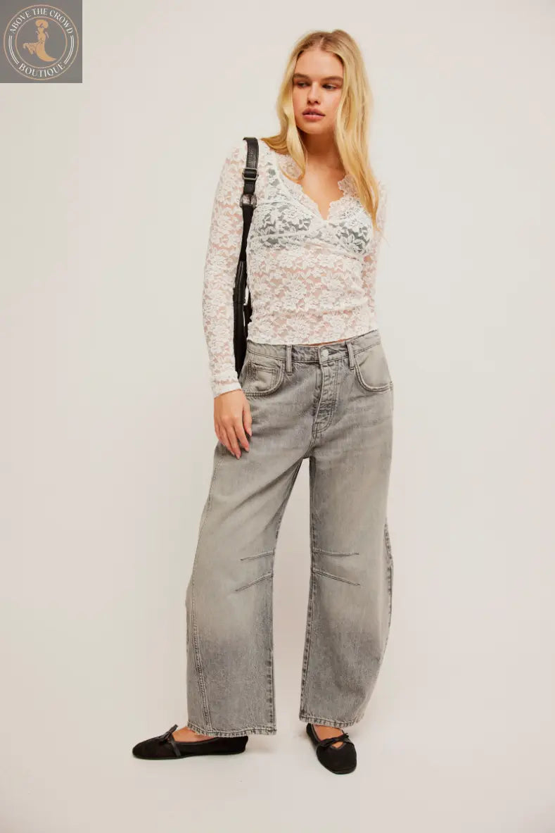 Free People All Day Lace Top - Romantic Floral V-Neck - Above The Crowd Boutique Free People