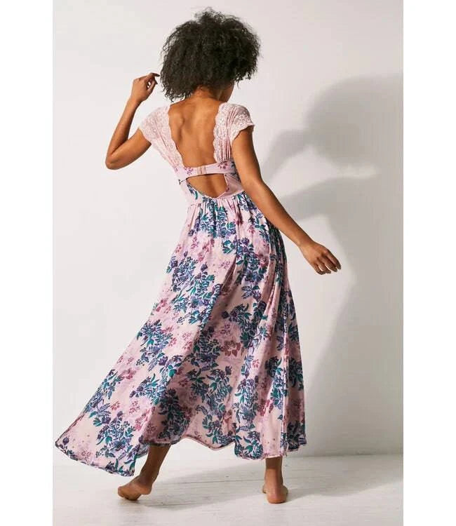 Free People Bad For You Maxi Dress - Lace Bodysuit - Bohemian Style Free People