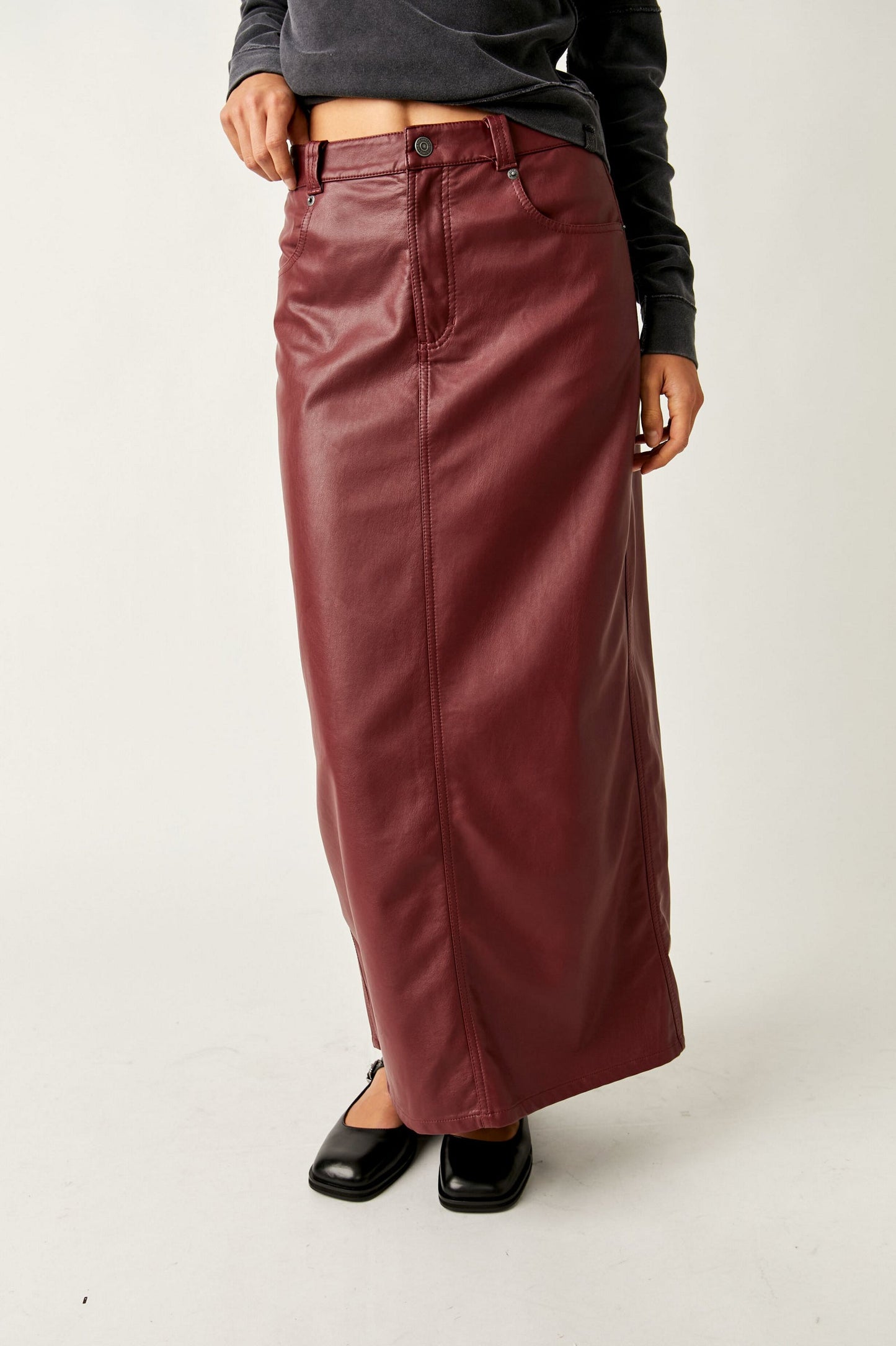 Free People City Slicker Vegan Maxi Skirt OB1584681 Free People