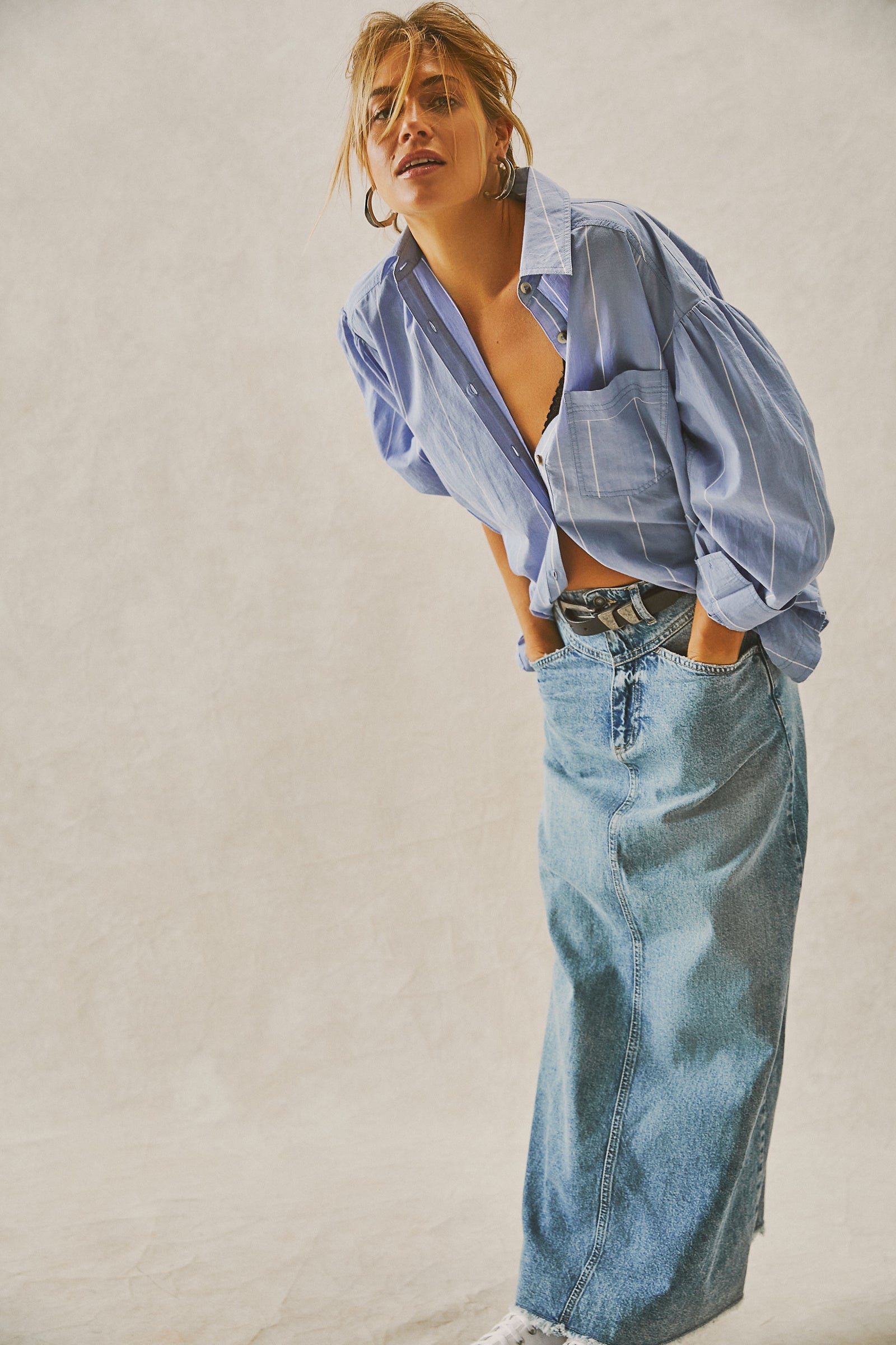 Free People Come As You Are Denim Maxi Free People