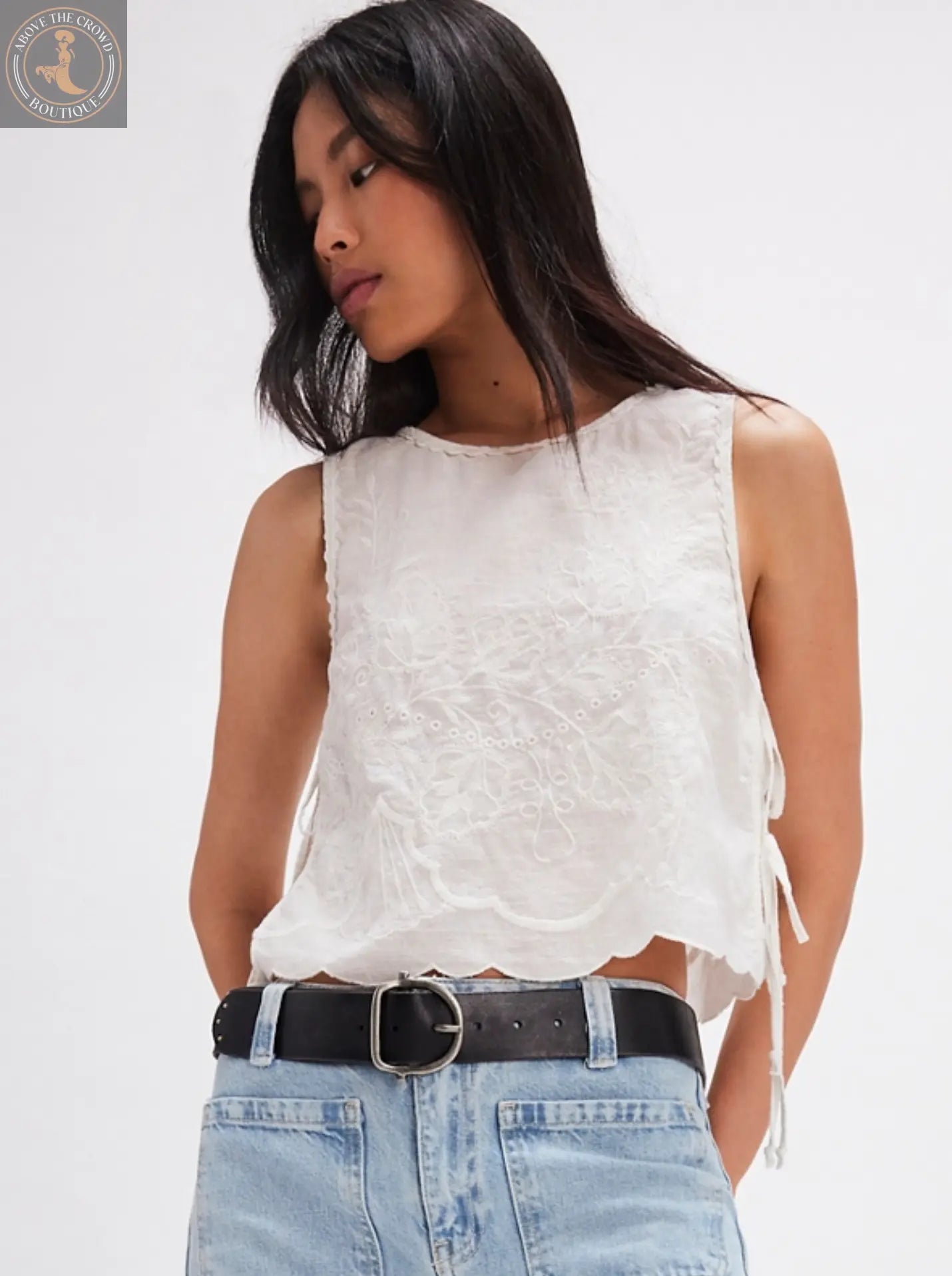 Free People Faded Gardens Tank: Unique Embroidered Bohemian Cropped Top for Effortless Summer Style Free People