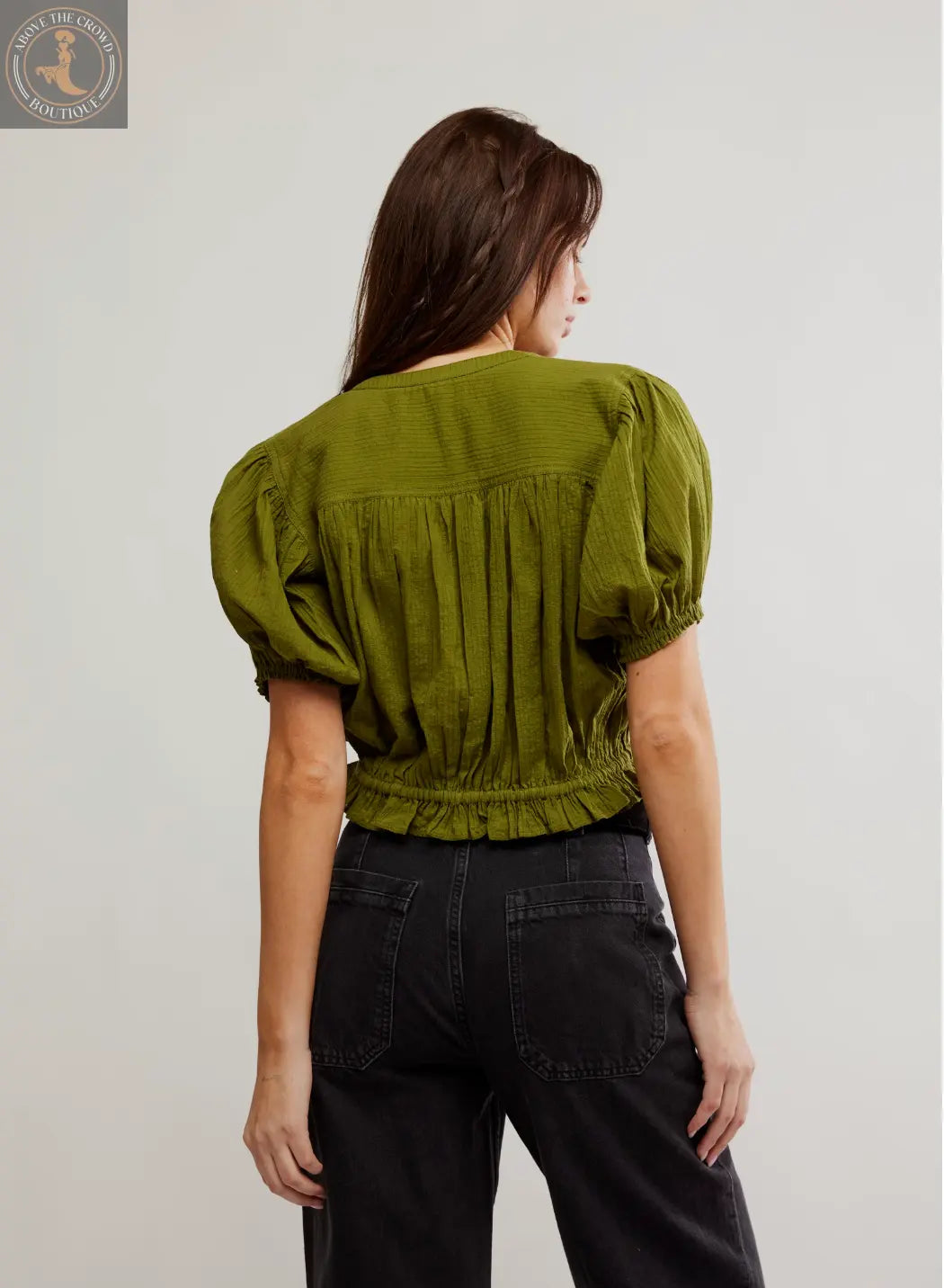 Free People Green Pleated Crop Top - Effortless Style Free People