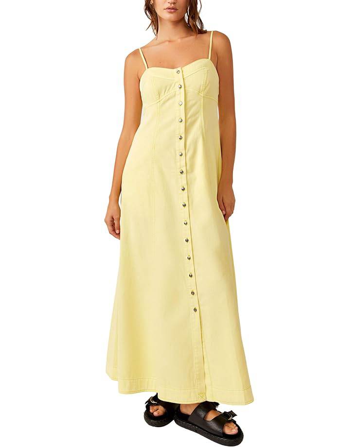 Free People Just Jill Maxi Dress - Flowy Cotton, Button Detail, Effortless Style Free People