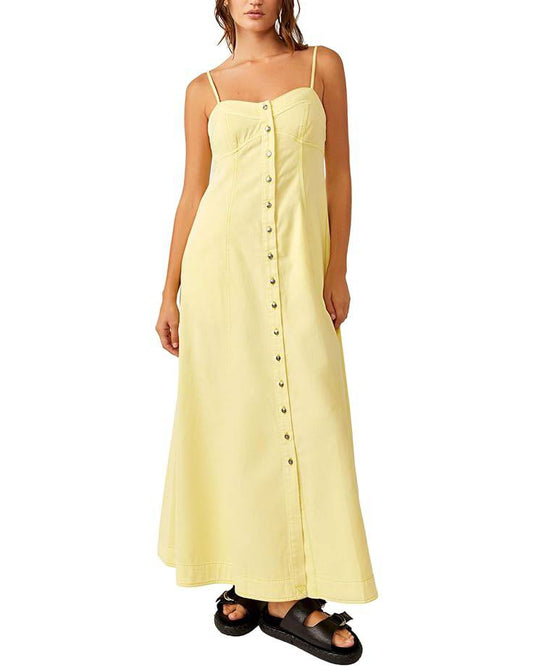 Free People Just Jill Maxi Dress - Flowy Cotton, Button Detail, Effortless Style Free People