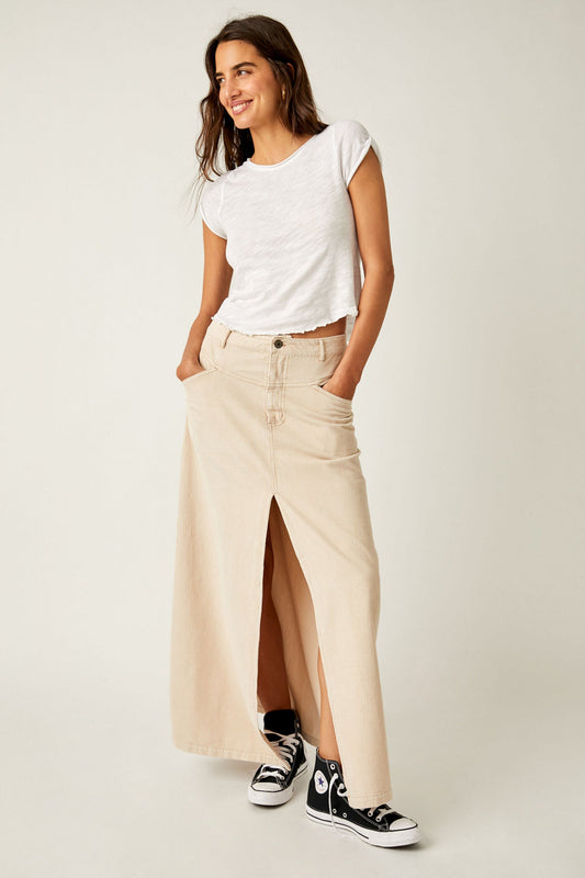 Free People Movement Come As You Are Corduroy Skirt - A-Line, Mid-Rise, Raw Hem Free People