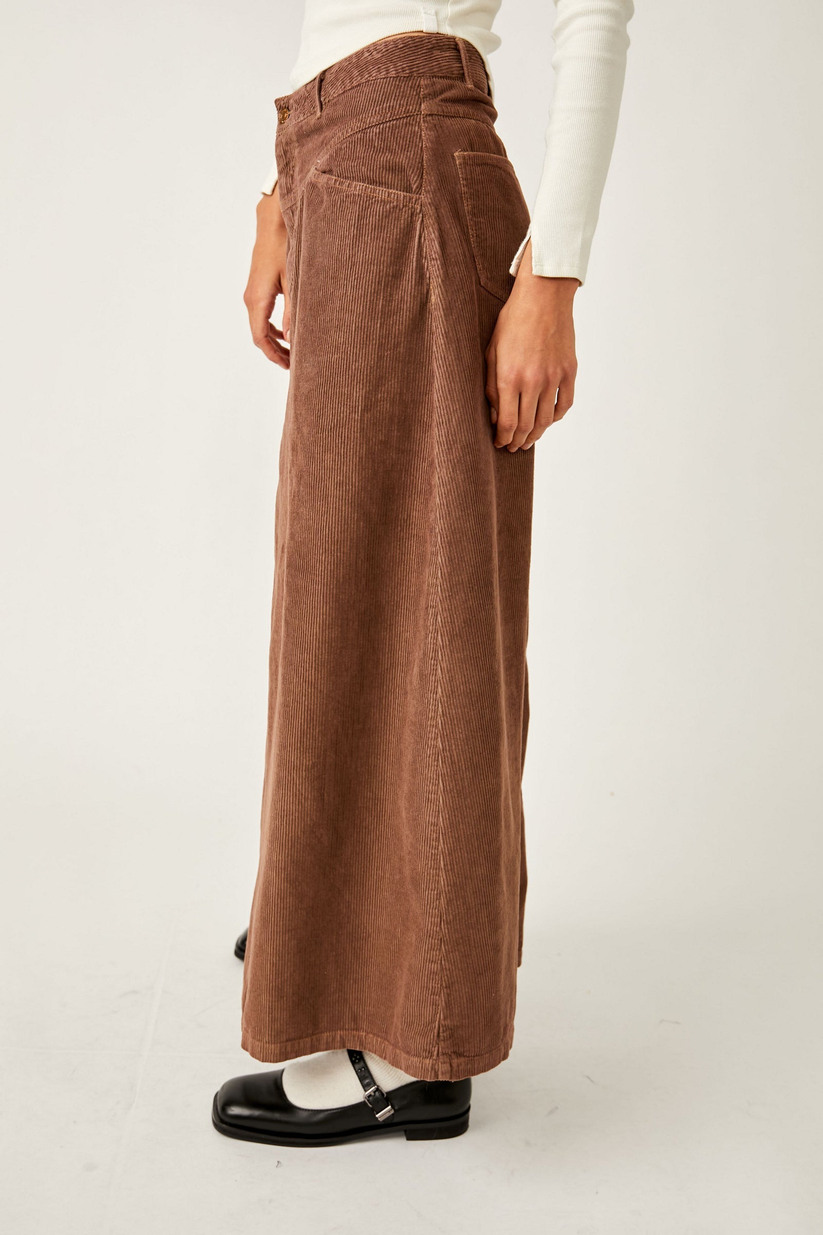 Free People Movement Come As You Are Corduroy Skirt - A-Line, Mid-Rise, Raw Hem Free People
