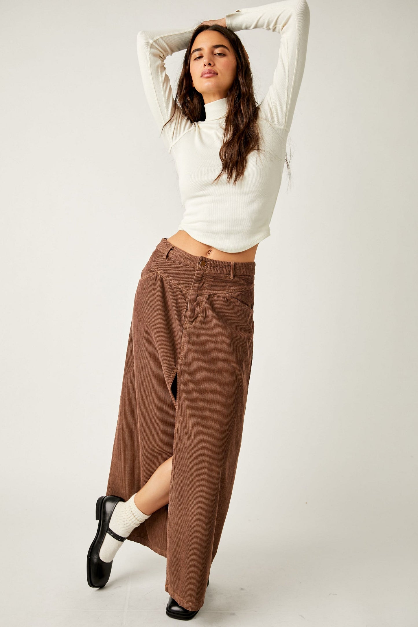 Free People Movement Come As You Are Corduroy Skirt - A-Line, Mid-Rise, Raw Hem Free People