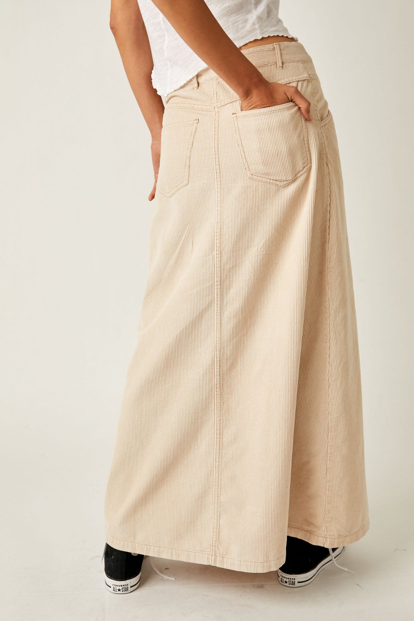Free People Movement Come As You Are Corduroy Skirt - A-Line, Mid-Rise, Raw Hem Free People