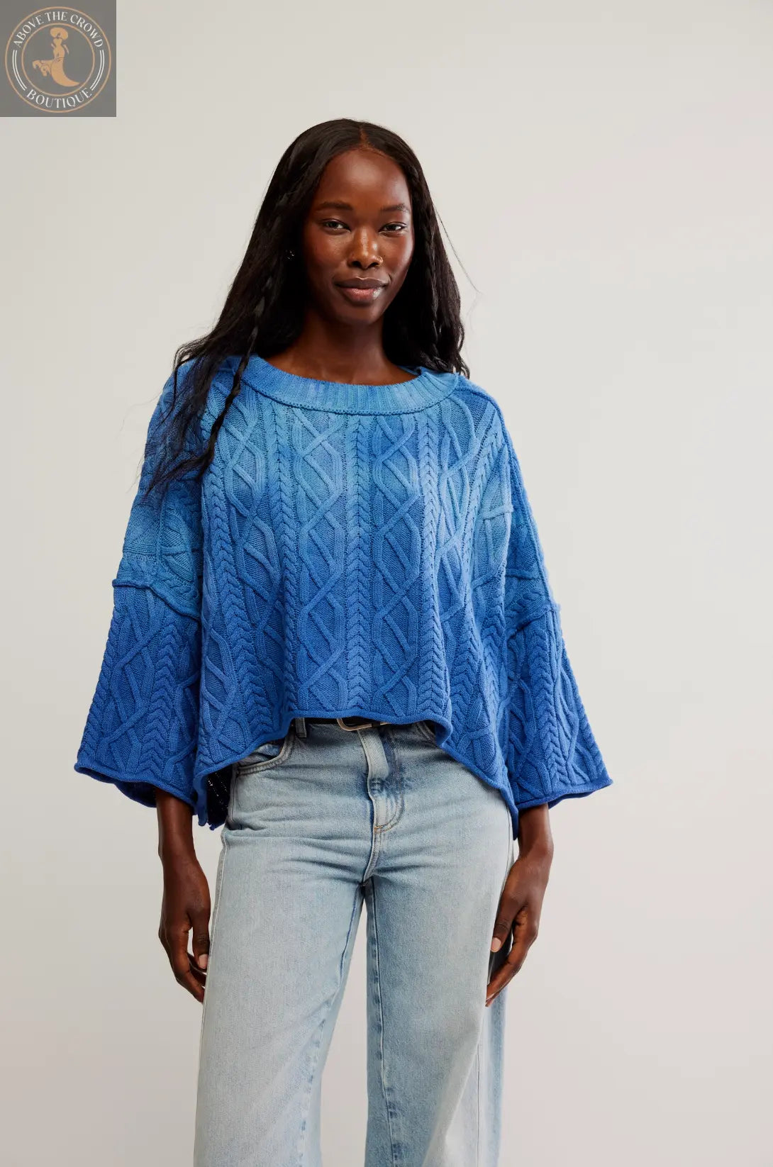 Free People Washed Ashore Ombré Blue Chunky Knit Sweater | Effortless Coastal Chic | Above The Crowd Boutique Free People