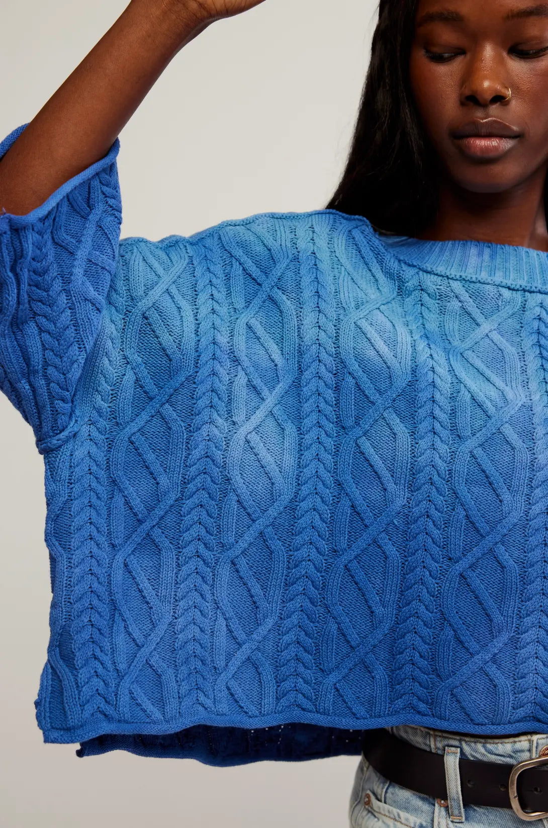 Free People Washed Ashore Ombré Blue Chunky Knit Sweater | Effortless Coastal Chic | Above The Crowd Boutique Free People