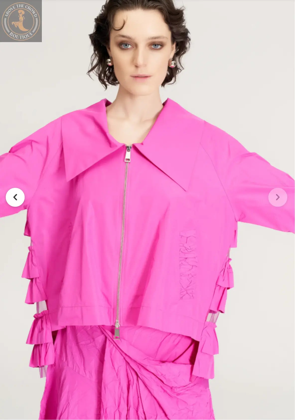 Fuchsia Tulle Back Jacket - Crinkle Taffeta, European Style Bize