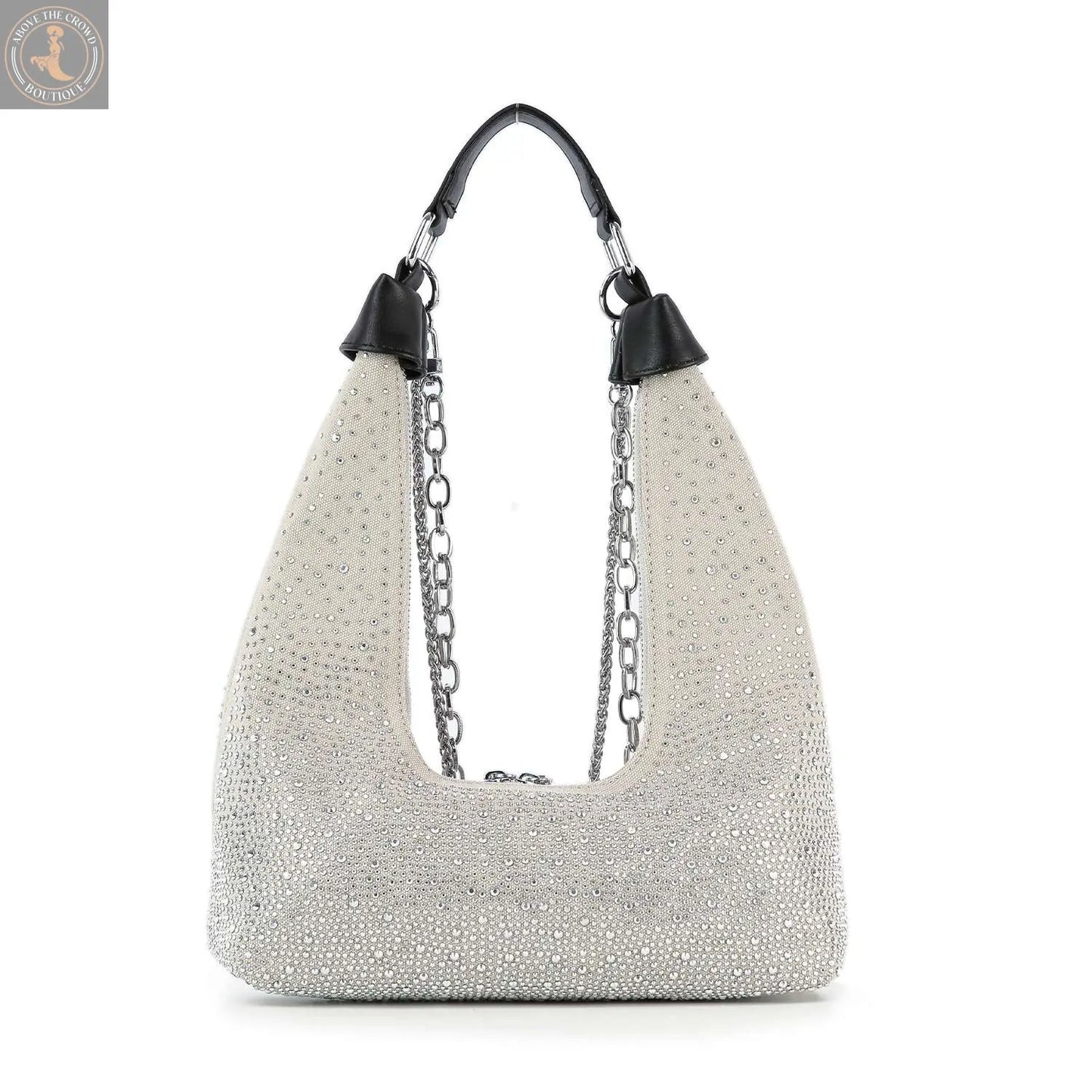Glamorous Stone And Chain Accented Denim Shoulder Bag Handbag Express