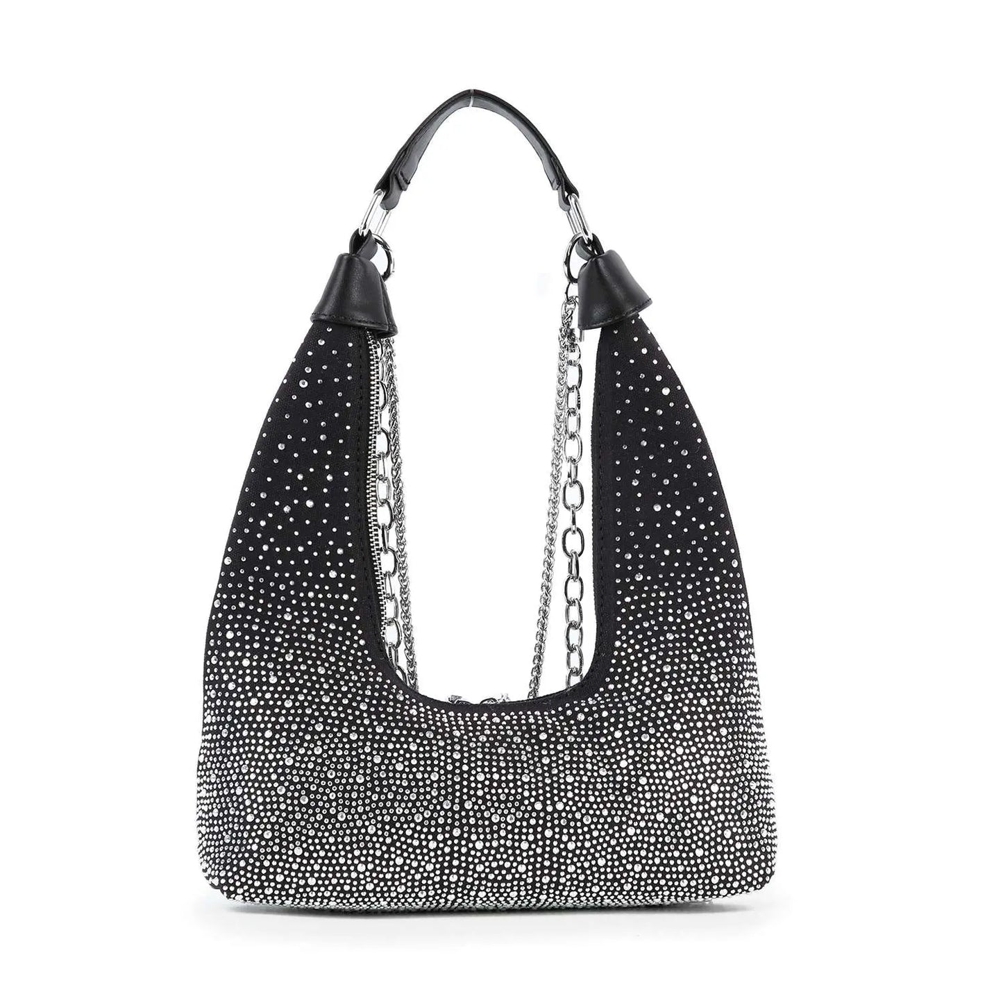 Glamorous Stone And Chain Accented Denim Shoulder Bag Handbag Express