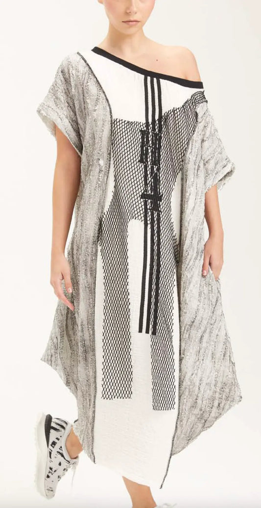 H-4 Artistic Mesh Panel Dress 4525 H-4