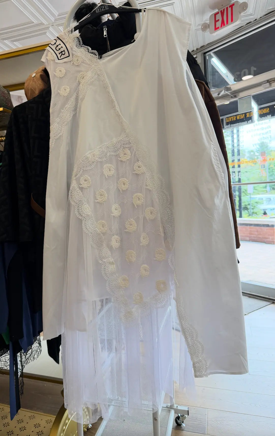 H-4 Asymmetrical Lace and Mesh Dress 4537 H-4