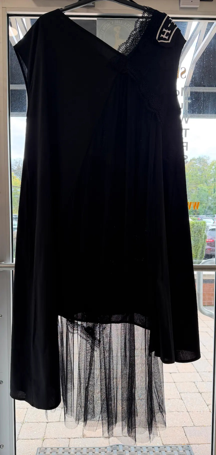 H-4 Asymmetrical Lace and Mesh Dress 4537 H-4