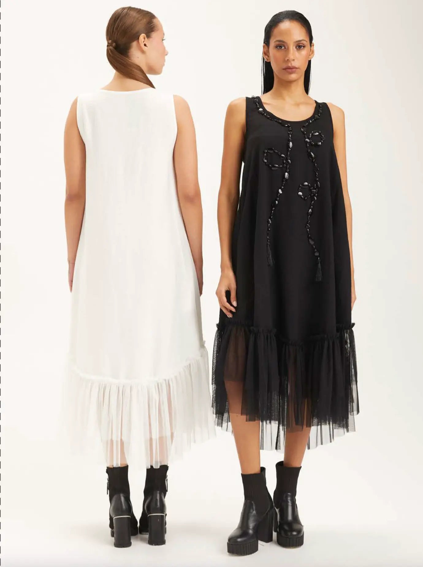 H-4 Beaded Tulle Hem Dress 4512 H-4