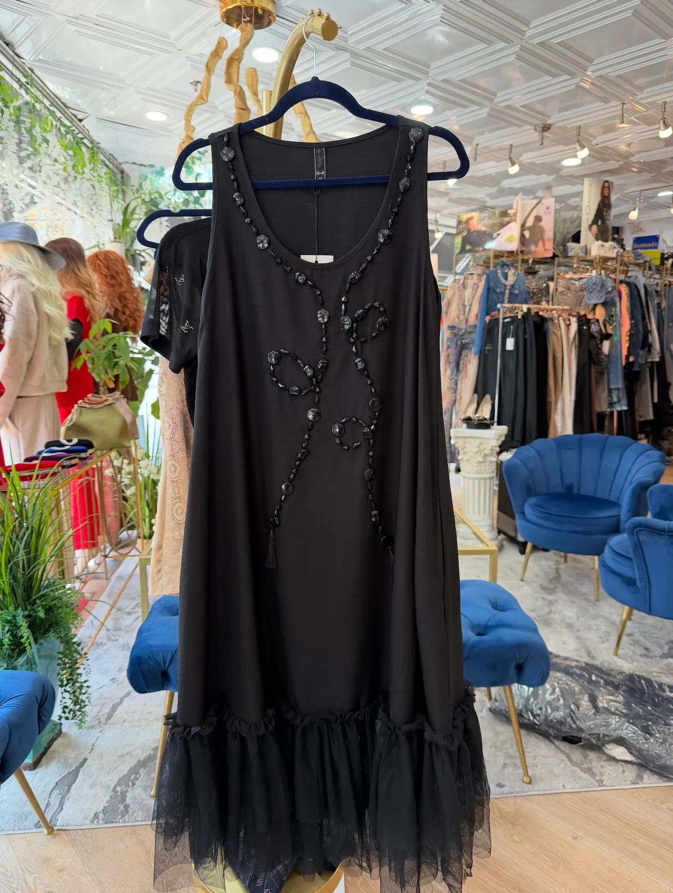 H-4 Beaded Tulle Hem Dress 4512 H-4