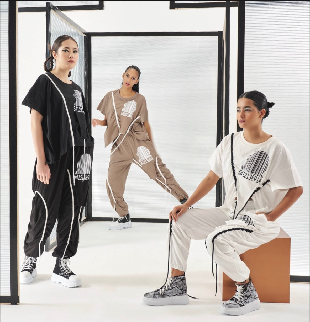 H-4 Beige Woven Pants - Straight Leg, Mid-Rise - European Style H-4