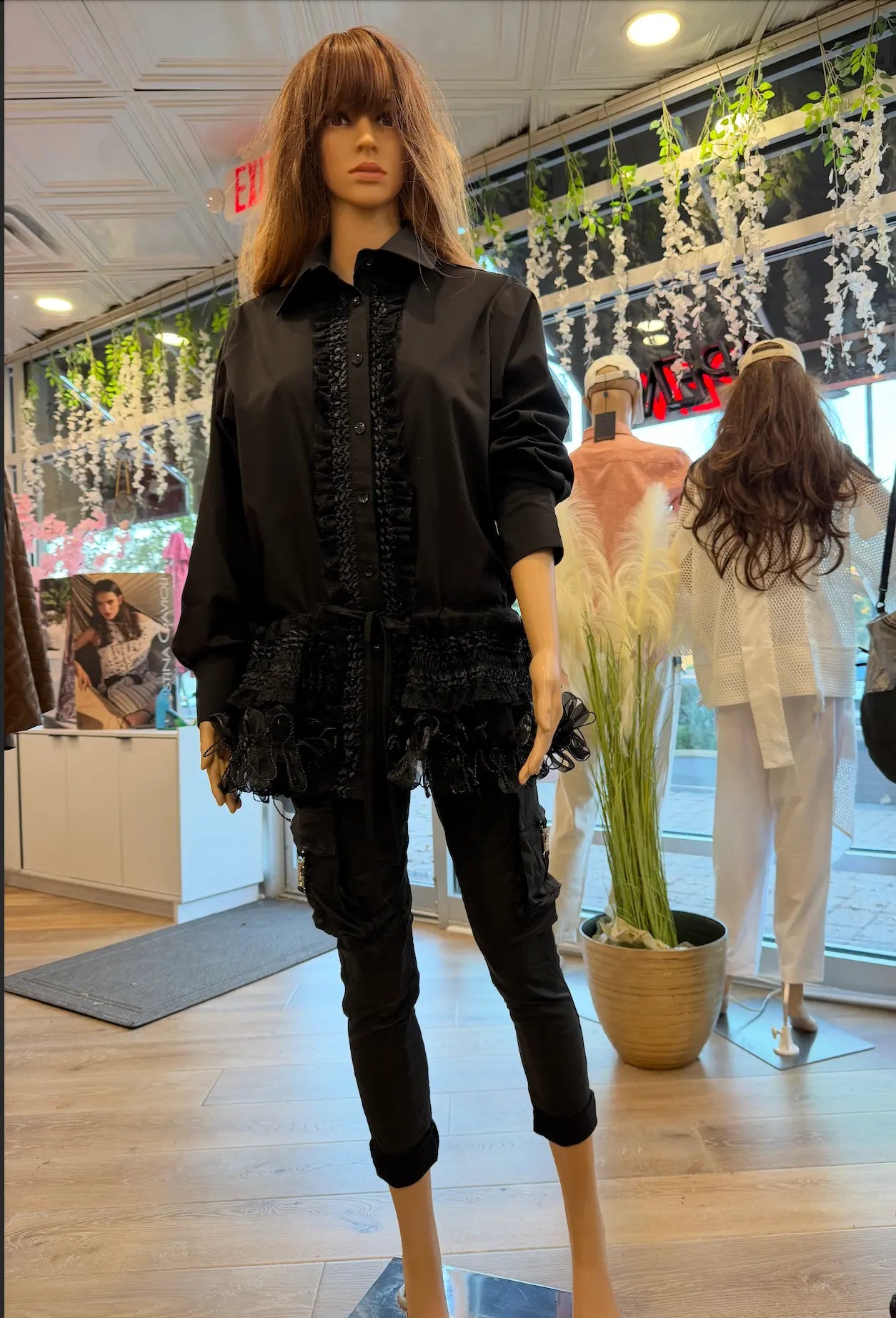 H-4 Dressy Laces Black Blouse 4702 H-4