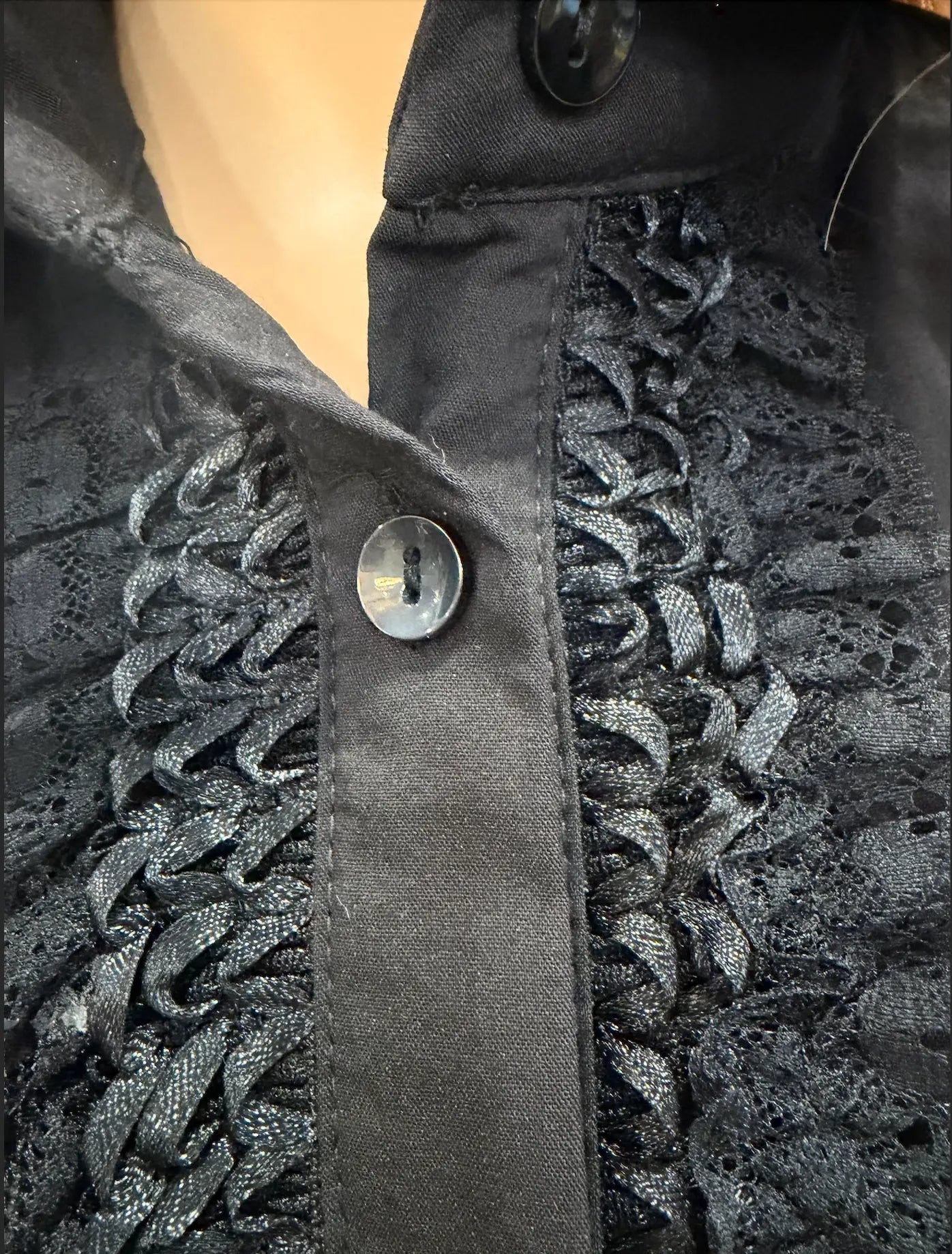 H-4 Dressy Laces Black Blouse 4702 H-4