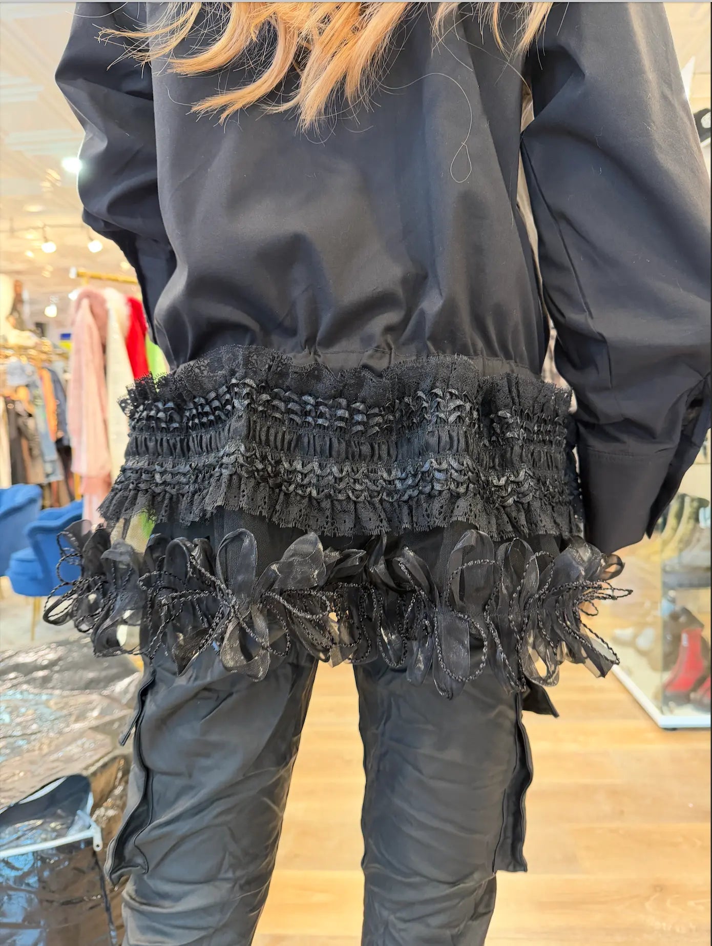 H-4 Dressy Laces Black Blouse 4702 H-4