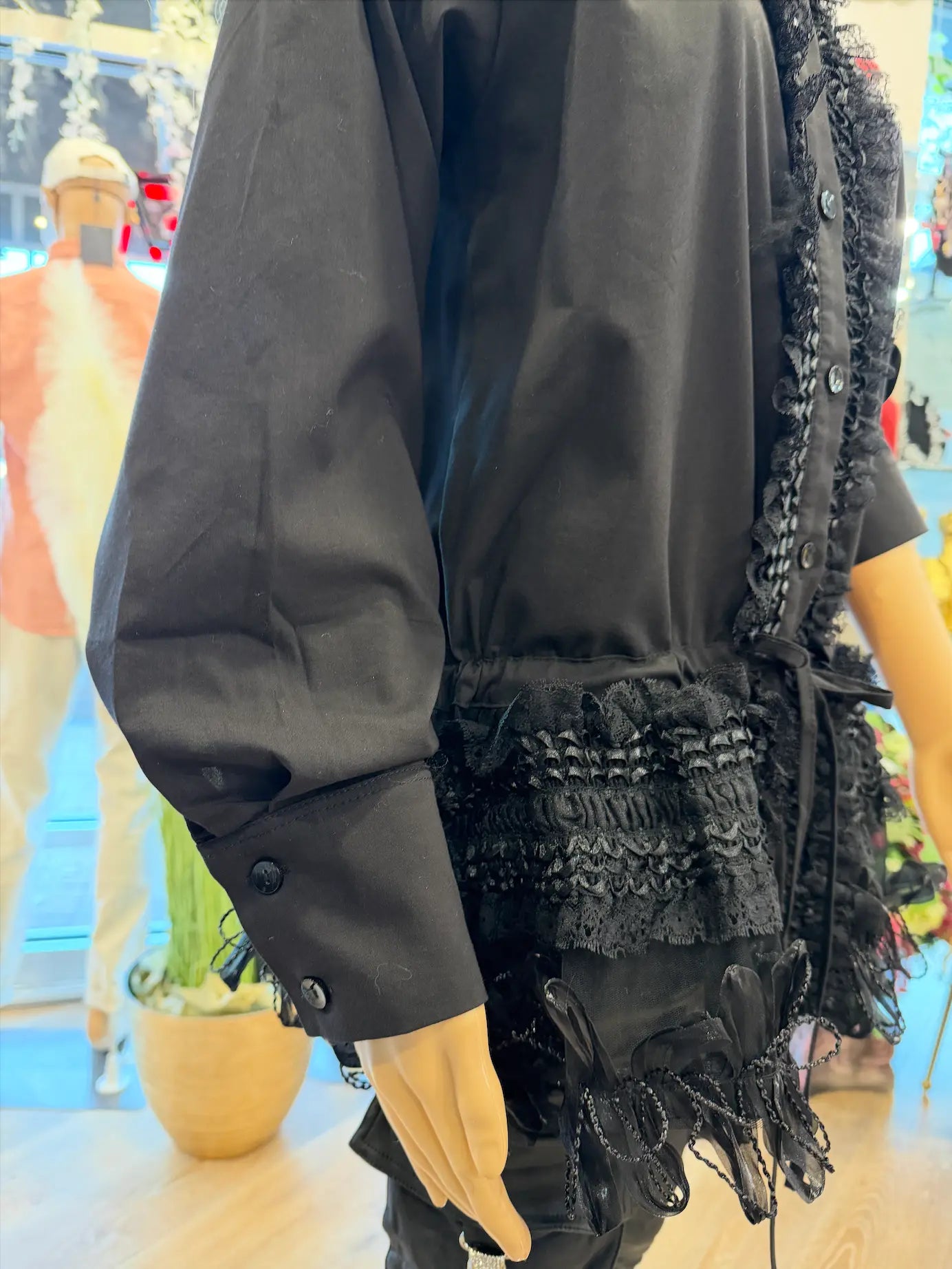 H-4 Dressy Laces Black Blouse 4702 H-4