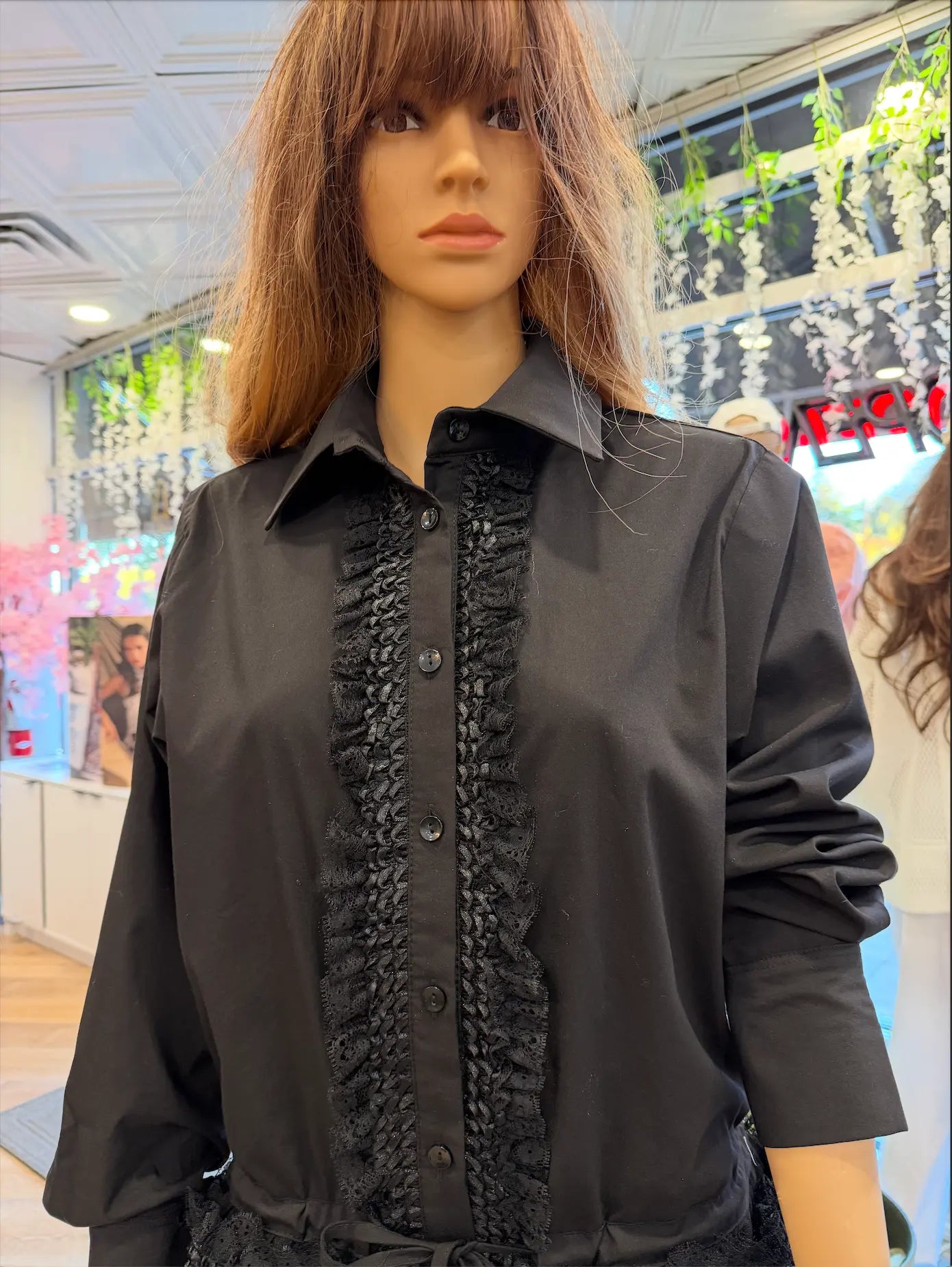 H-4 Dressy Laces Black Blouse 4702 H-4