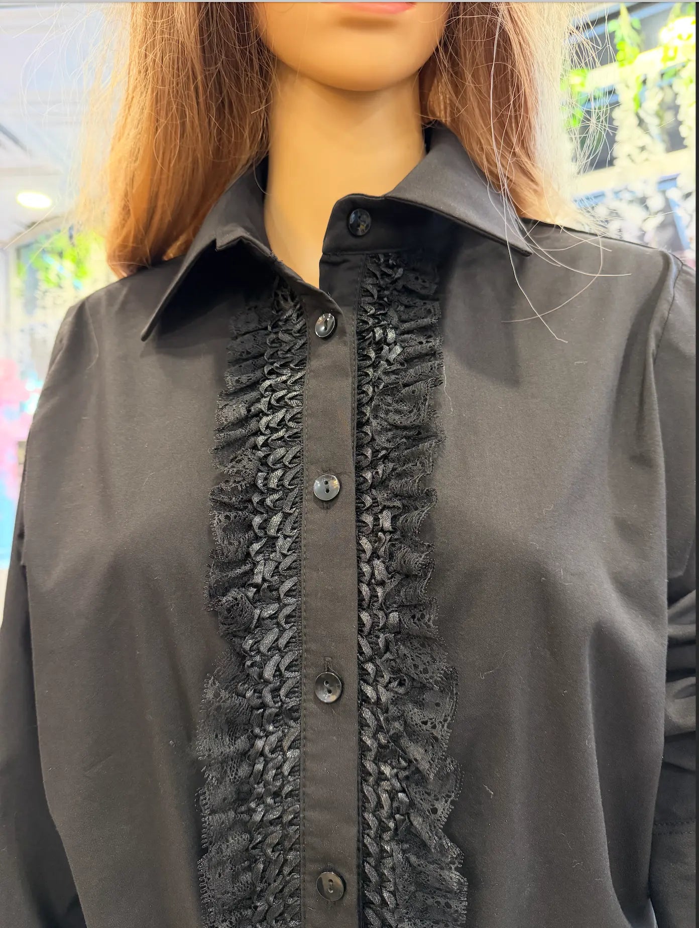 H-4 Dressy Laces Black Blouse 4702 H-4