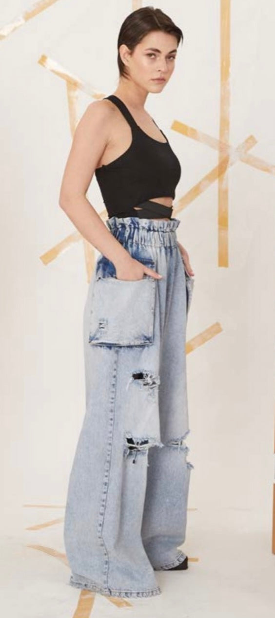 H-4 Edgy Cutout Crop Top - Crisscross Back, Fitted Streetwear H-4