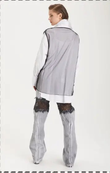 H-4 Grey Jeans With Lace Insertion 4021 H-4