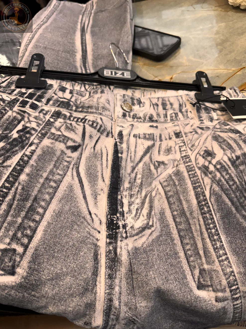 H-4 Grey Jeans With Lace Insertion 4021 H-4