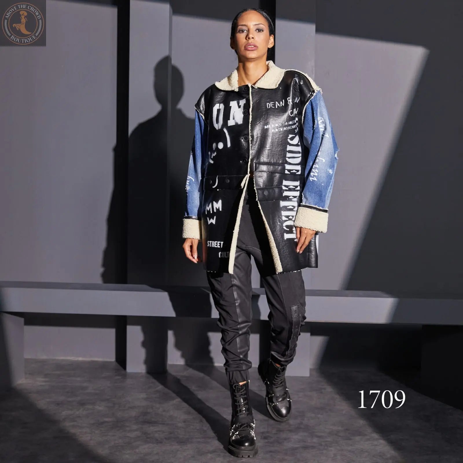 H-4 Jean and Leather Jacket 1709 H-4