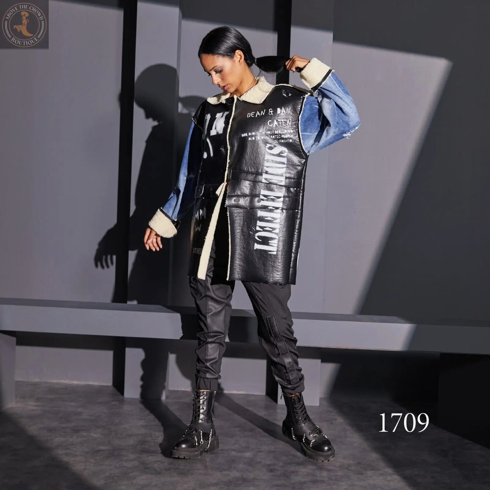 H-4 Jean and Leather Jacket 1709 H-4