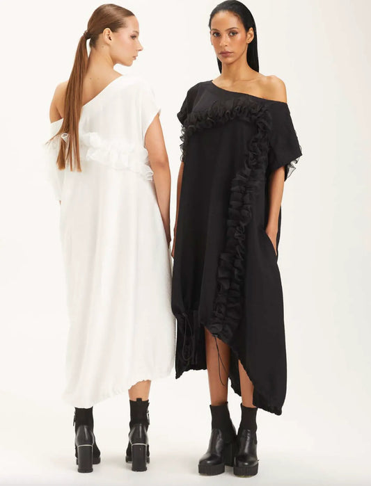 H-4 Ruffled Asymmetrical Dress 4551 H-4