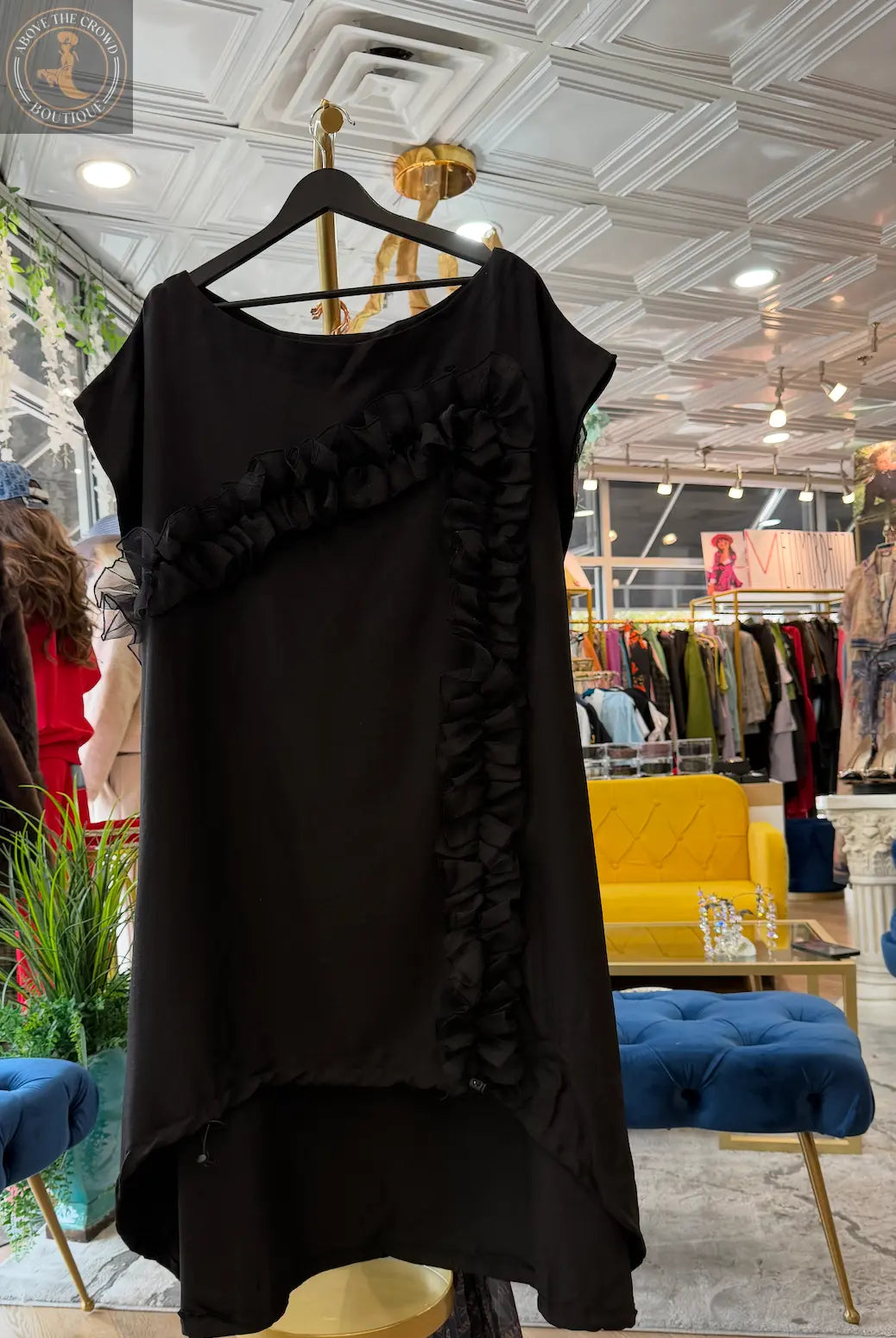 H-4 Ruffled Asymmetrical Dress 4551 H-4